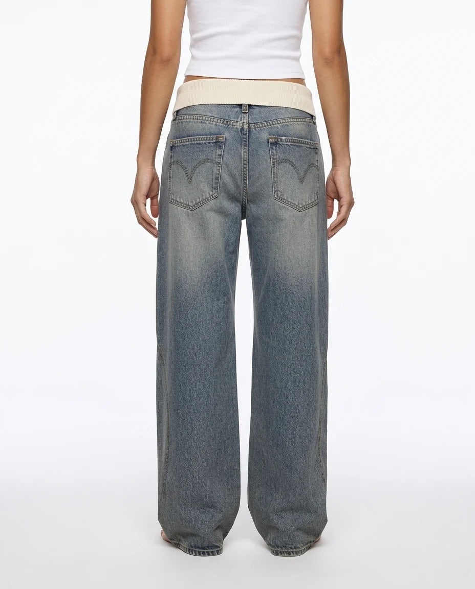 CT|Weite Baggy-Damenjeans mit weitem Bein