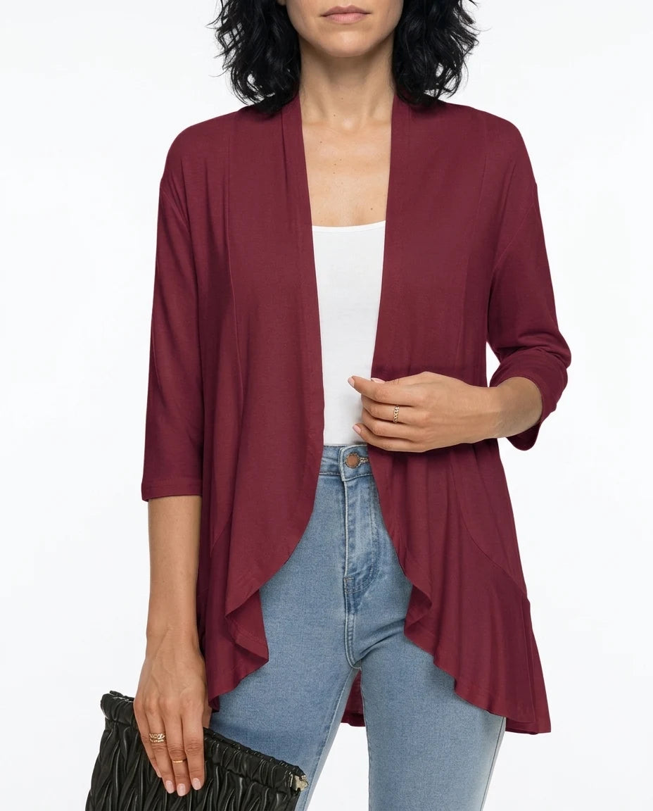 CT|Damen Strickjacke mit Kurzarm und Drapierter Front