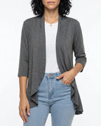 CT|Damen Strickjacke mit Kurzarm und Drapierter Front