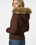 CT|Damen Gesteppte Winterjacke mit Kunstfellkragen