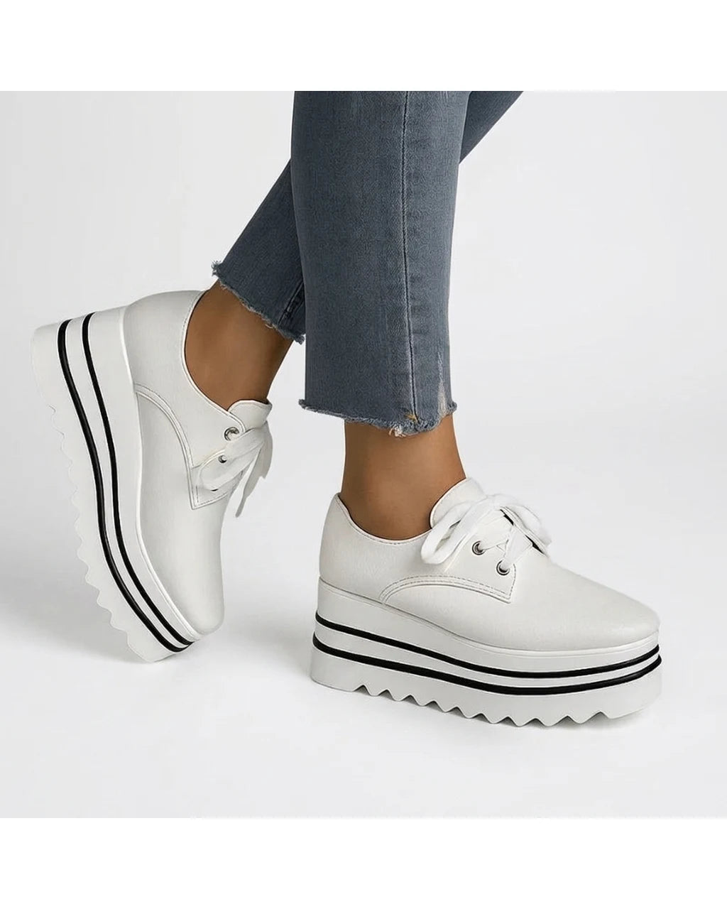 CT|Damen Platform Oxford Schuhe mit Schnürung und Keilsneaker