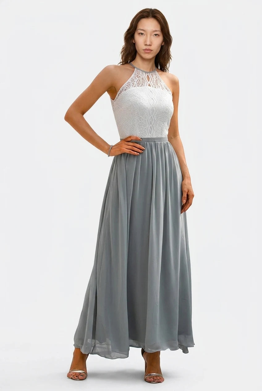 CT|Damen Hochzeitsgast Halter Maxi Kleid