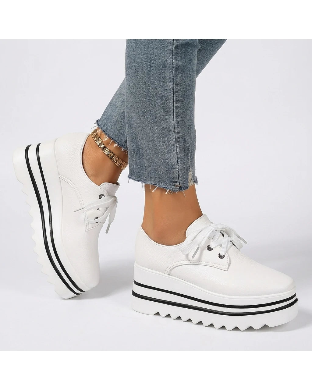 CT|Damen Platform Oxford Schuhe mit Schnürung und Keilsneaker