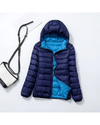 CT|Damen Leichte Wendbare Winddichte Daunenjacke mit Kapuze
