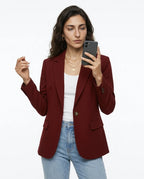 CT|Damen Einreihiger Taillierter Blazer mit Langarm