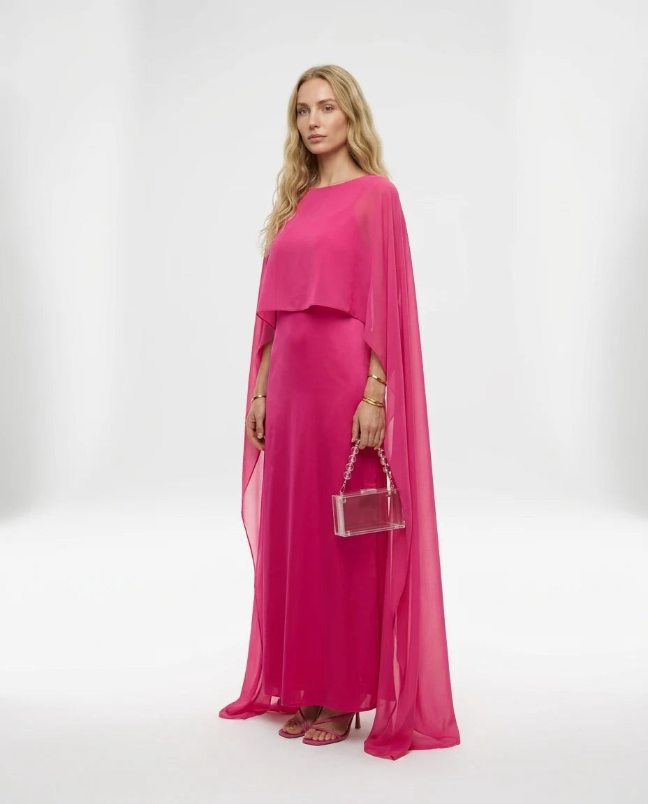 CT|Damen Cape-Maxikleid für Hochzeitsgäste