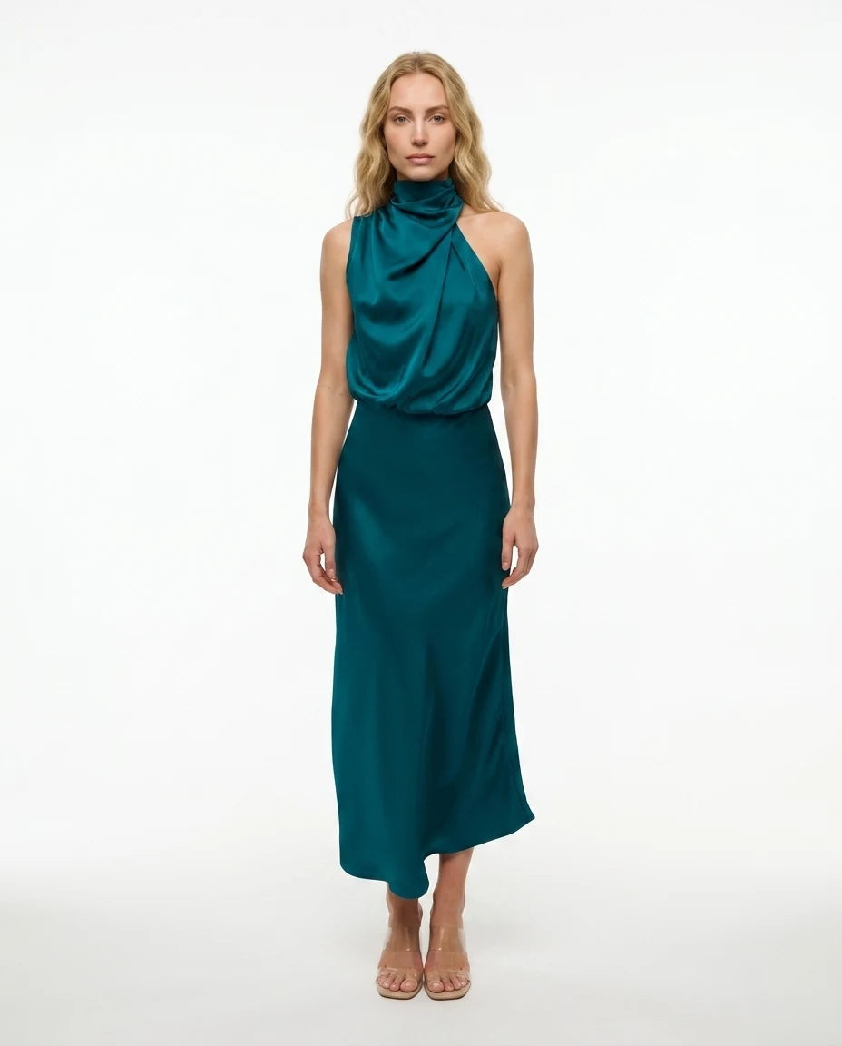 CT|Damen Elegantes Halter Abendkleid