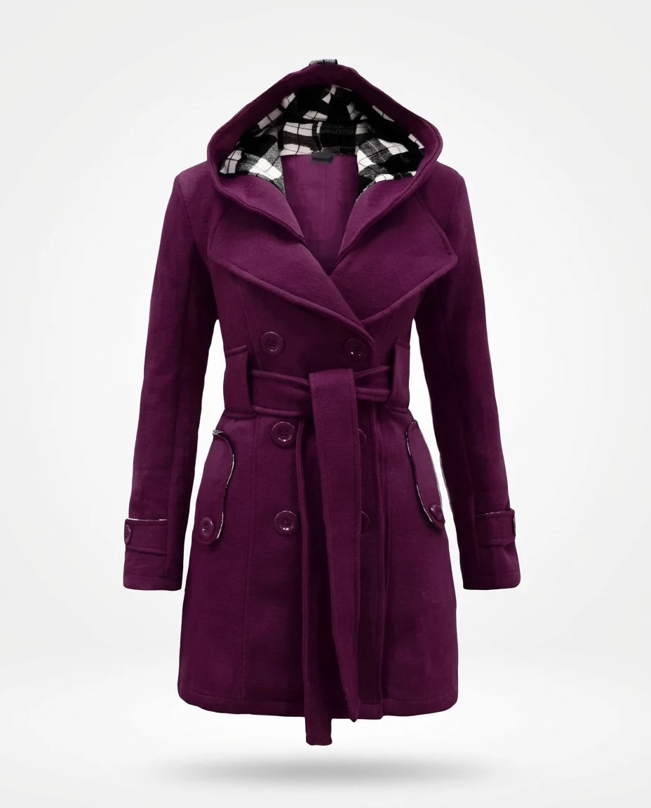 CT|Damen Trenchcoat mit Doppelreiher und Kapuze