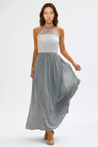 CT|Damen Hochzeitsgast Halter Maxi Kleid