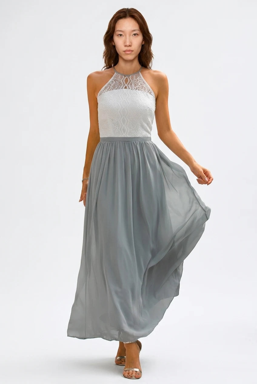 CT|Damen Hochzeitsgast Halter Maxi Kleid