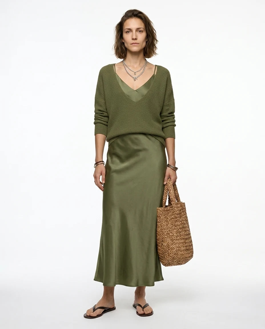 CT|Elegantes Damen Midikleid-Set mit Strickjacke