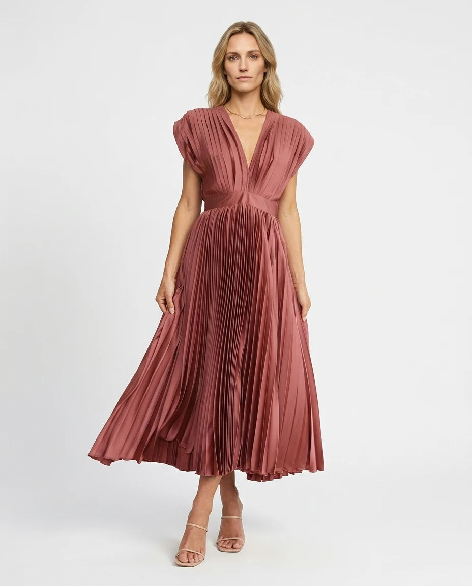CT|Klassisches Damen-Maxikleid mit Plissee