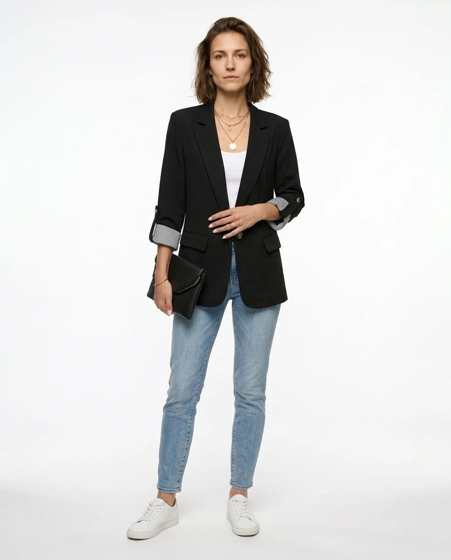CT|Blazerjacke mit offenem Verschluss und Kerbkragen