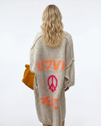 CT|Lange Gestrickte Cardigan