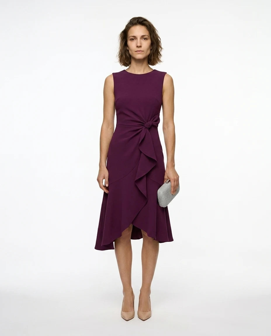 CT|Drapiertes Asymmetrisches Midikleid für Damen