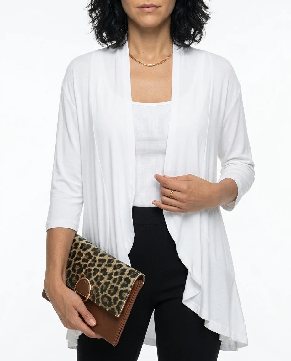 CT|Damen Strickjacke mit Kurzarm und Drapierter Front
