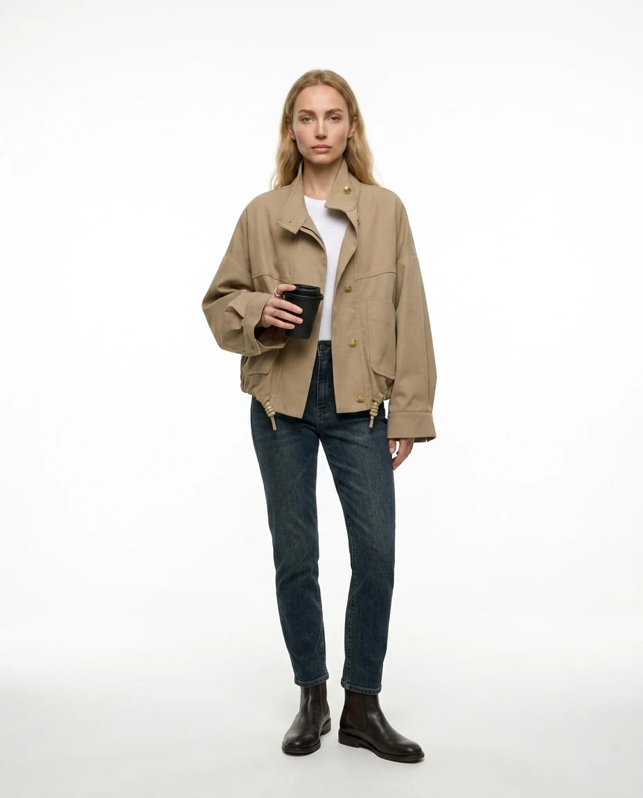 CT|Damen Oversized Jacke mit Knöpfen