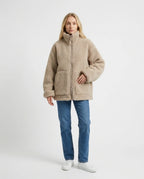 CT|Damen Oversized Teddyjacke mit Stehkragen