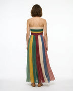 CT|Damen Trägerloses Festliches Maxikleid mit Plisseerock
