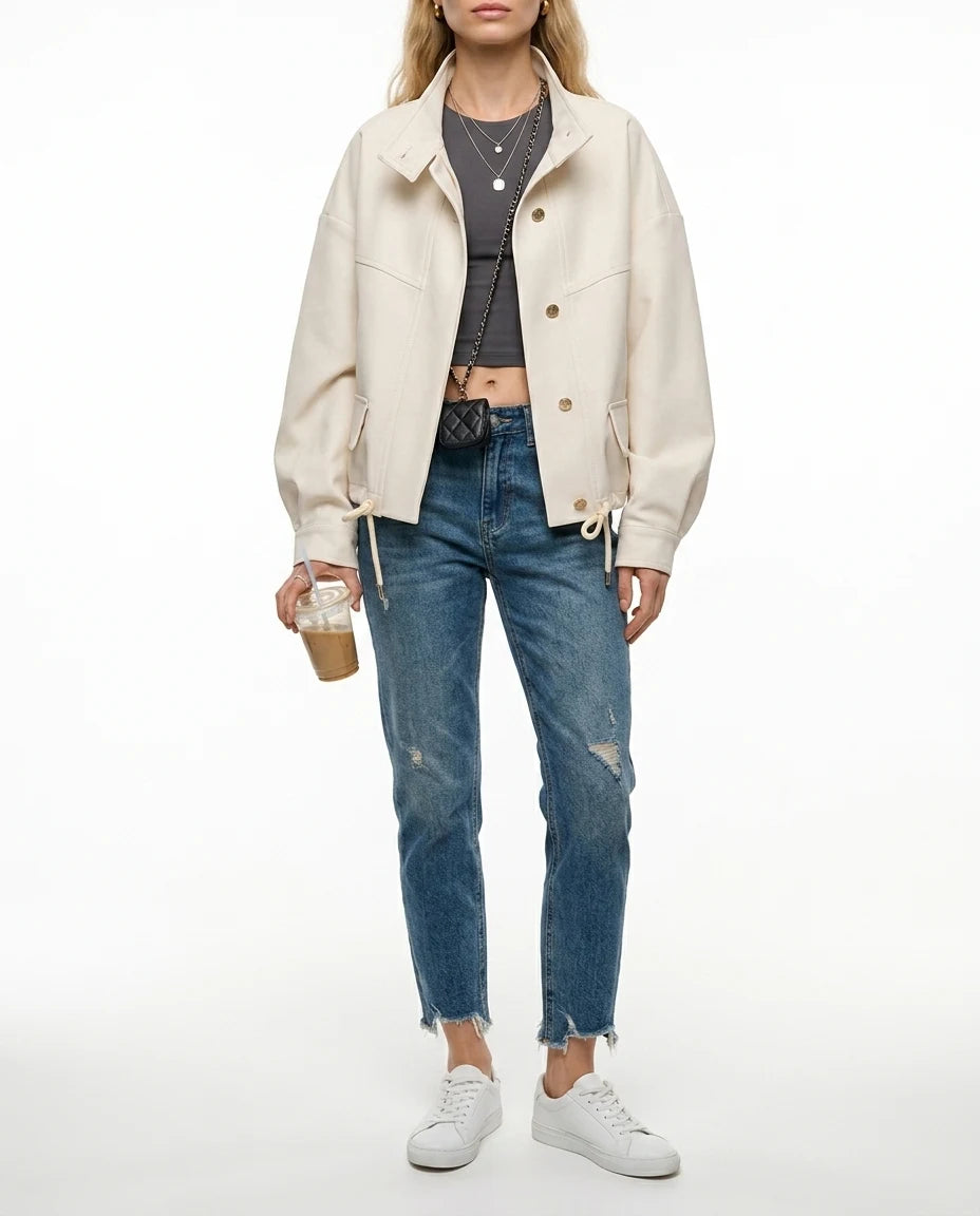CT|Damen Oversized Jacke mit Knöpfen