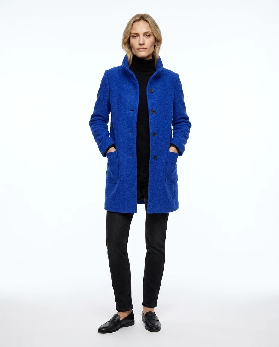 CT|Damen Eleganter Winter Wollmantel mit Knopfverschluss