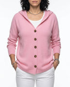 CT|Damen Elegante Strickjacke mit Knopf und Kapuze