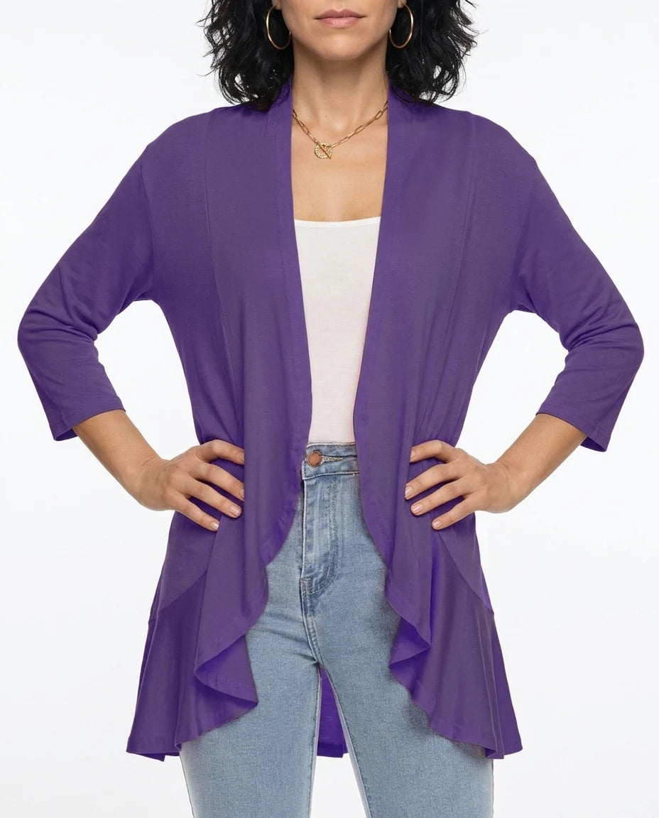 CT|Damen Strickjacke mit Kurzarm und Drapierter Front