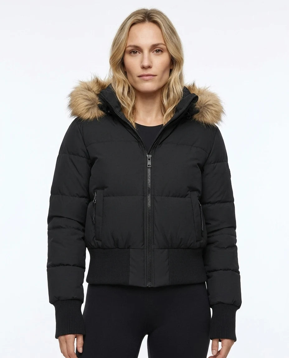 CT|Damen Gesteppte Winterjacke mit Kunstfellkragen