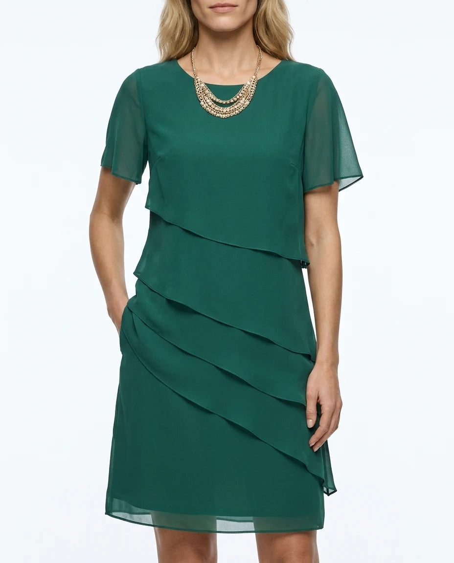CT|Plissiertes Sommer-Chiffonkleid für Damen