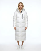 CT|Damen Lange Steppjacke mit Kapuze