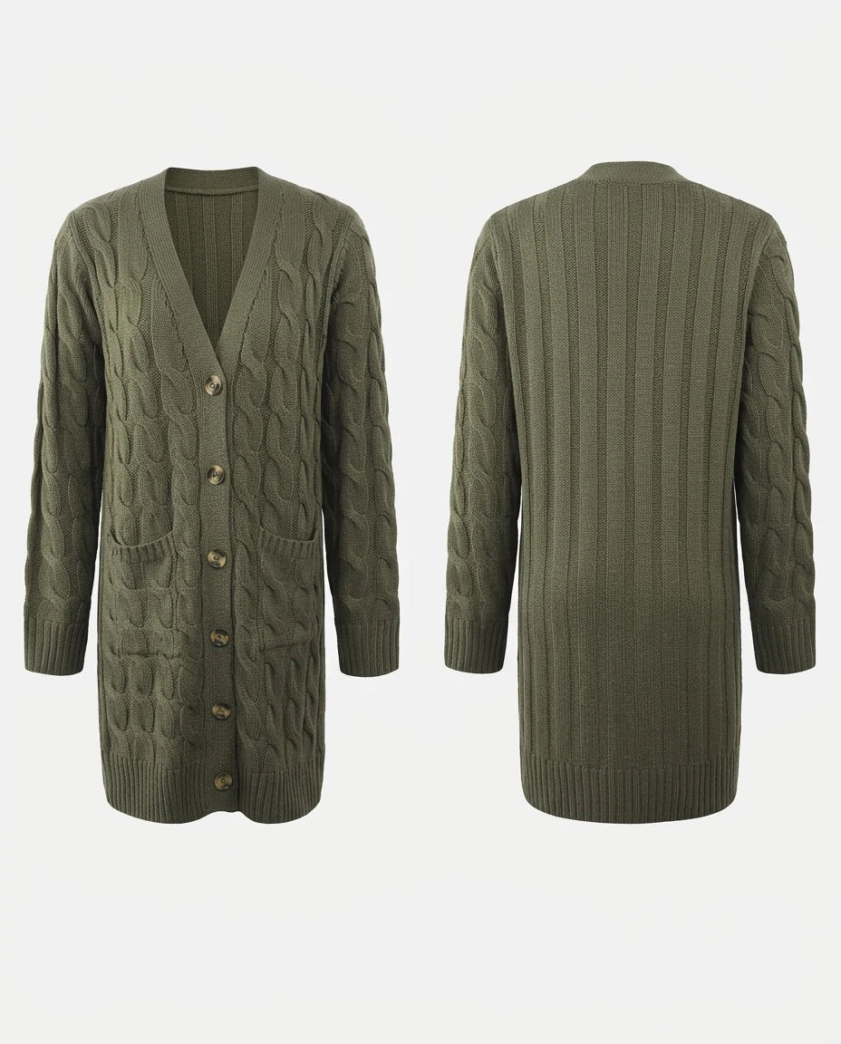 CT|Damenstrickjacke mit Taschen und Knopfverschluss