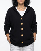 CT|Damen Elegante Strickjacke mit Knopf und Kapuze