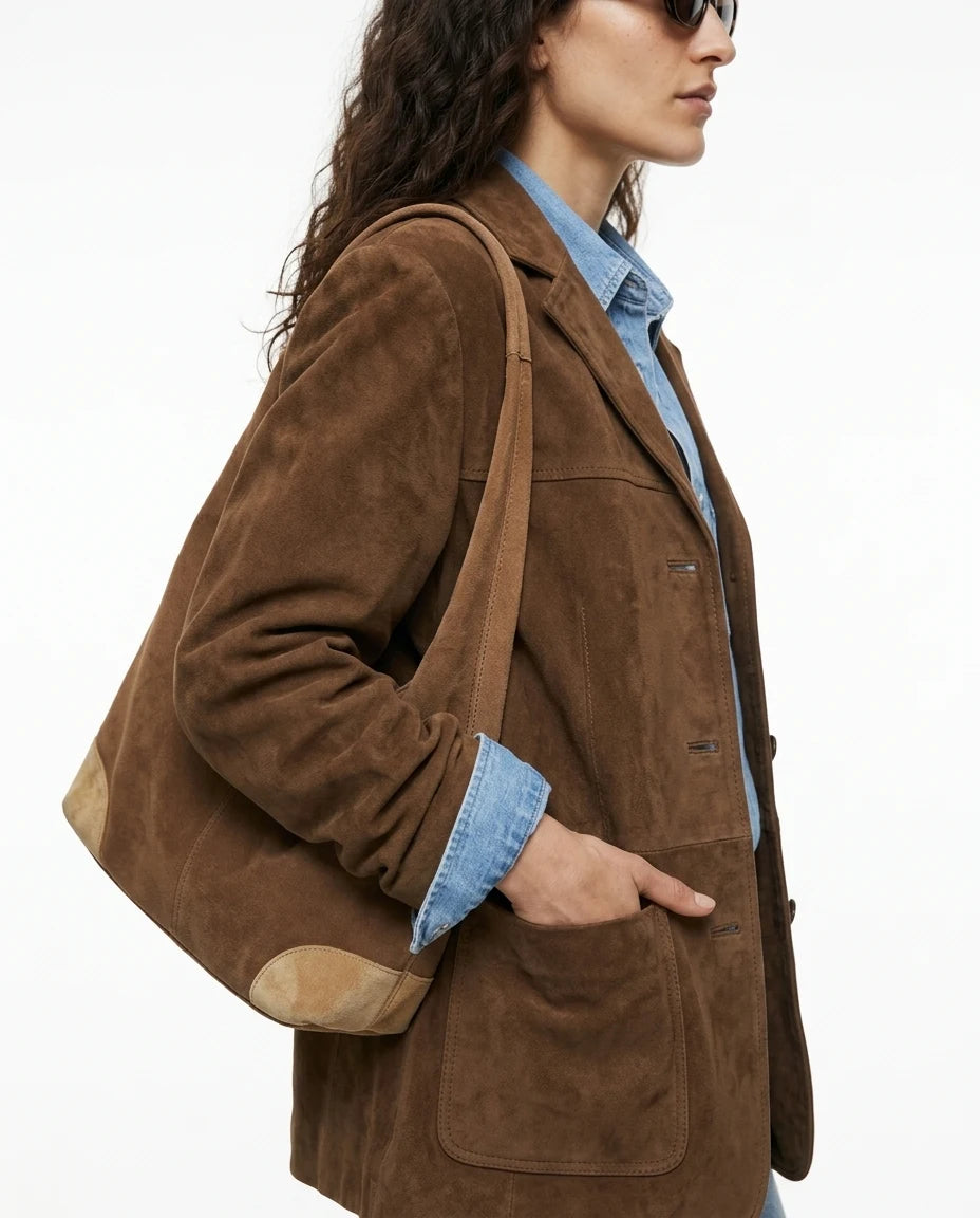 CT|Damenjacke aus Wildleder mit klassischem Schnitt